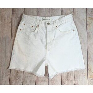 ARITZIA Denim Forum Women's The Yoko Mid Thigh Short White Button Fly Size 26